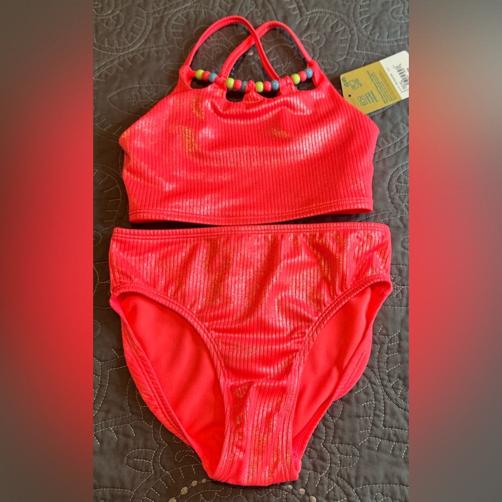 Thereabouts Girls Coral Fun 2 Piece Tankini Set NWT Size XS 6/6X